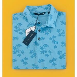 $104 Men's Travis Mathew “Port Day” Polo Golf Shirt Light Blue Size Small